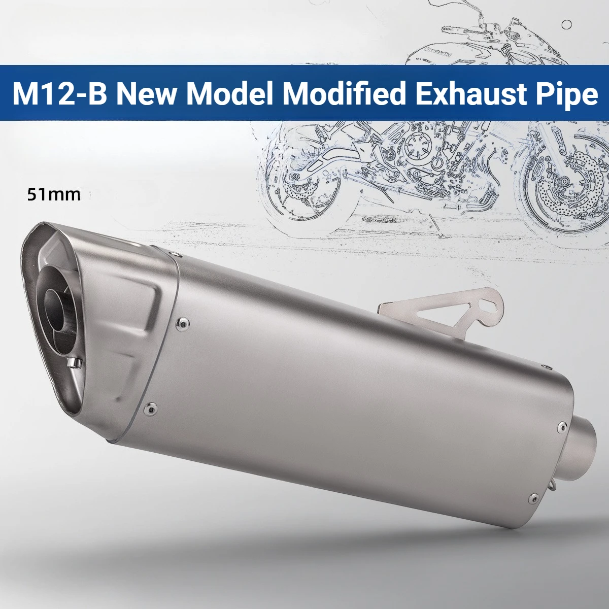 

Suitable for MT09 race 600 Z400 motorcycle modified exhaust pipe M12 new industrial and trade triangle 51mm universal