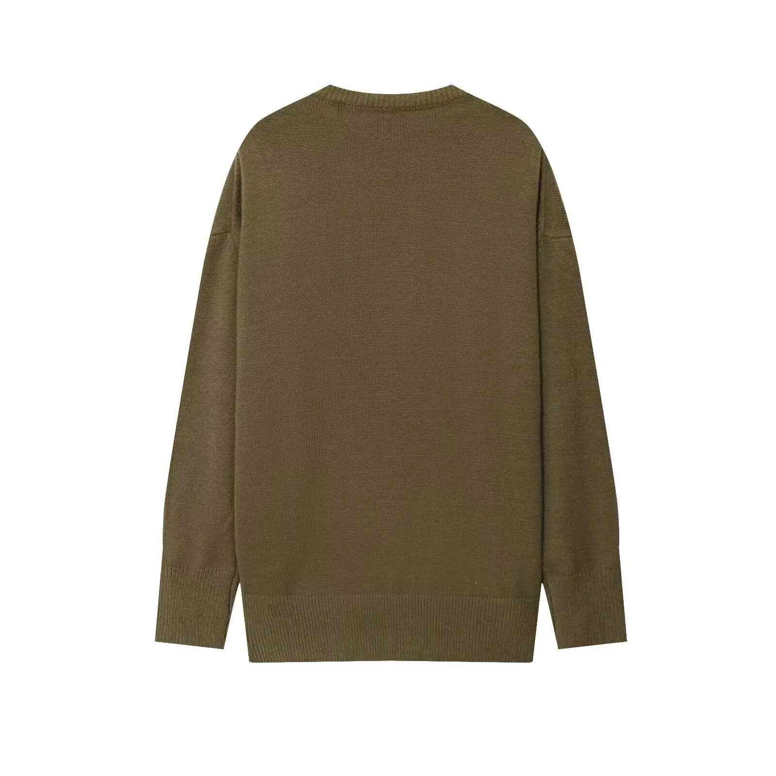 

2025 женский новый осенне-зимний свитер с v-образным вырезом, женский теплый однотонный базовый универсальный топ, свободный вязаный свитер, модный повседневный