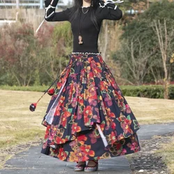Cotton Linen Streetwear Harajuku Y2k Skirt Long Skirts for Women Clothing Vintage Fashion Clothes Casual Vintage Ethnic Style