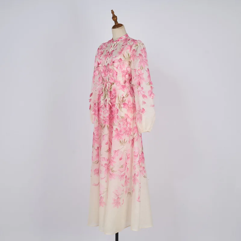 Feito à mão longo dr conjunto de duas peças floral pendurado design rua sle cintura solta material thiened oulder off sle