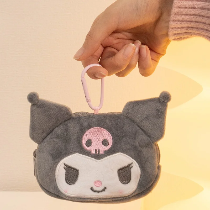 Kawaii minha melodia kuromi cinnamoroll kt gato pelúcia plushies moeda bolsa fone de ouvido organizador saco pingente chaveiro presentes das meninas