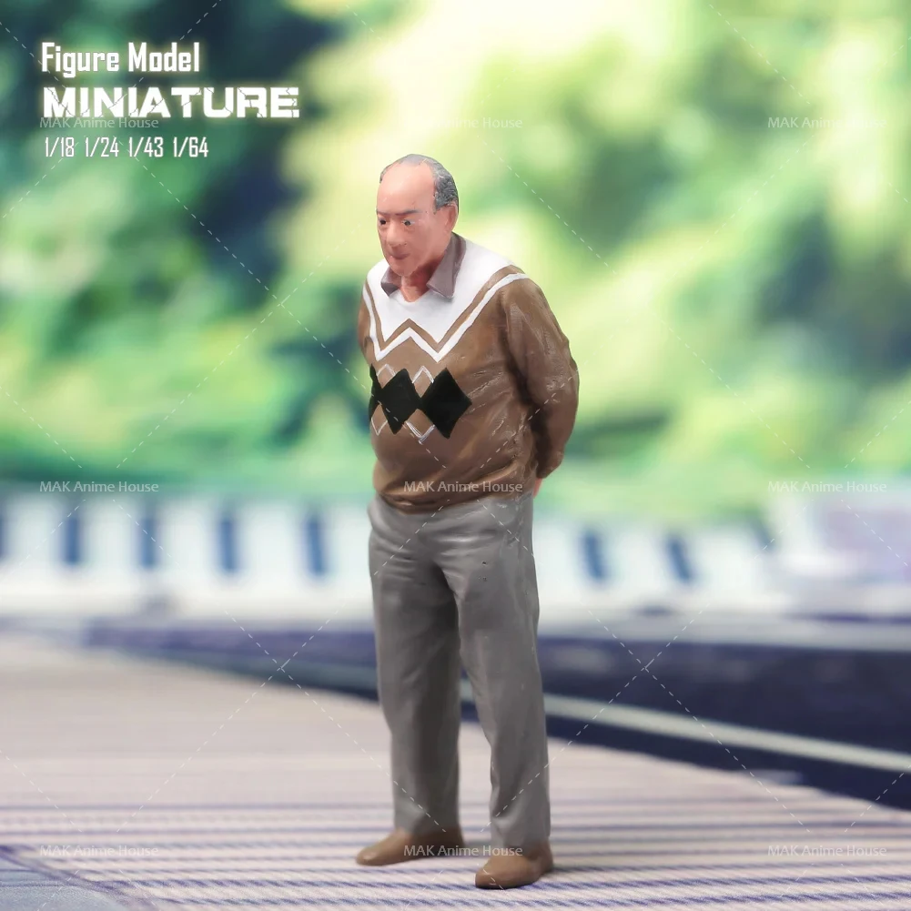 Miniatures Figures 1/87 1/64 1/43 1/24 Walking Elderly Figure Model Diorama Dolls Creative Photography Scene Prop For Cars Toys