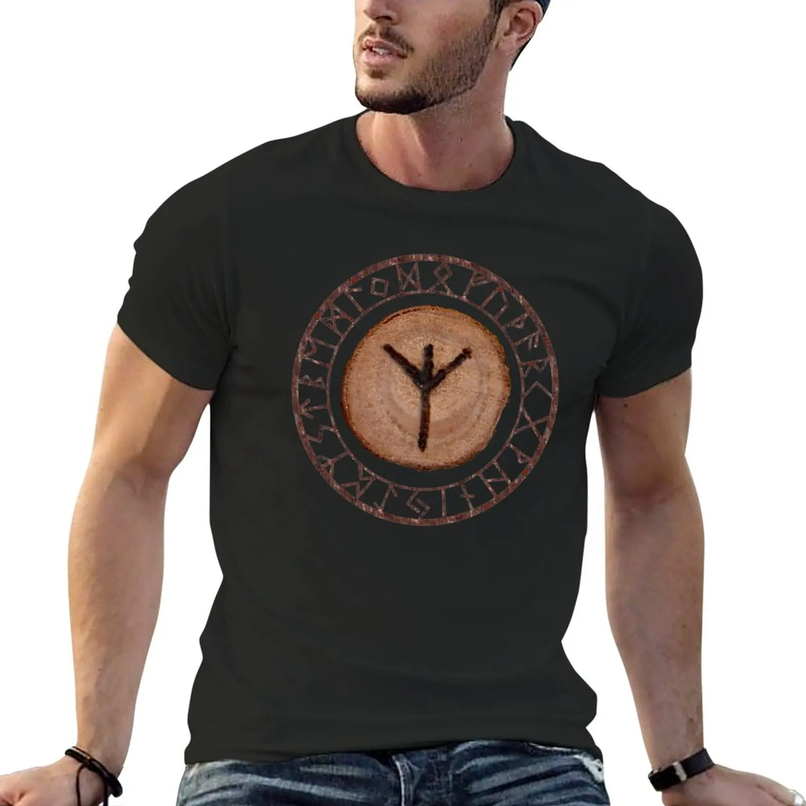 Algiz Elder Futhark rune T-Shirt summer tops blanks graphics mens champion t shirts