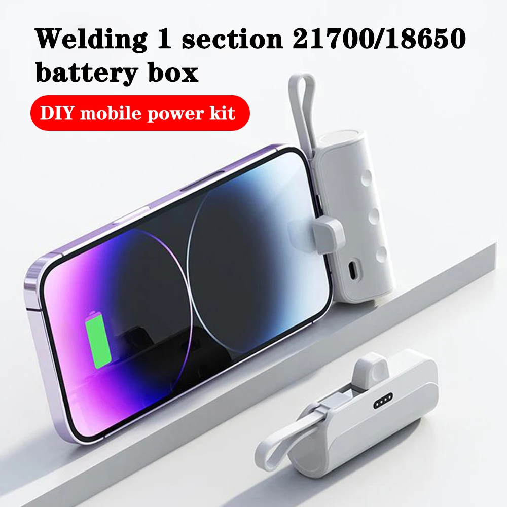 DIY Portable Charger USB Battery Case Charger Plastic Shell Box No Welding Quick Charging Mobile Power Case Kit for 18650 21700