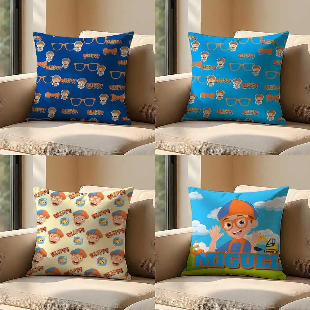Funda de cojín de dibujos animados B-Blippi, cojín cuadrado para sofá, sala de estar, dormitorio, cabecero, respaldo, para la siesta