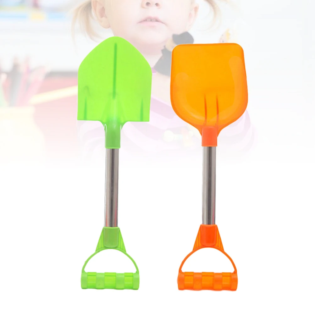 

2 Pcs Beach Shovel Tools Sand Toys Kids Stainless Steel Spade Palstic Child Outdoor