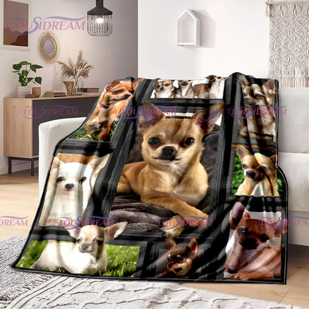 

Flannel Blanket Animal 3D Chihuahua Dog Blanket Soft Plush Bedding Sofa Couch Throw Blanket Cozy Home Office Decor Blankets