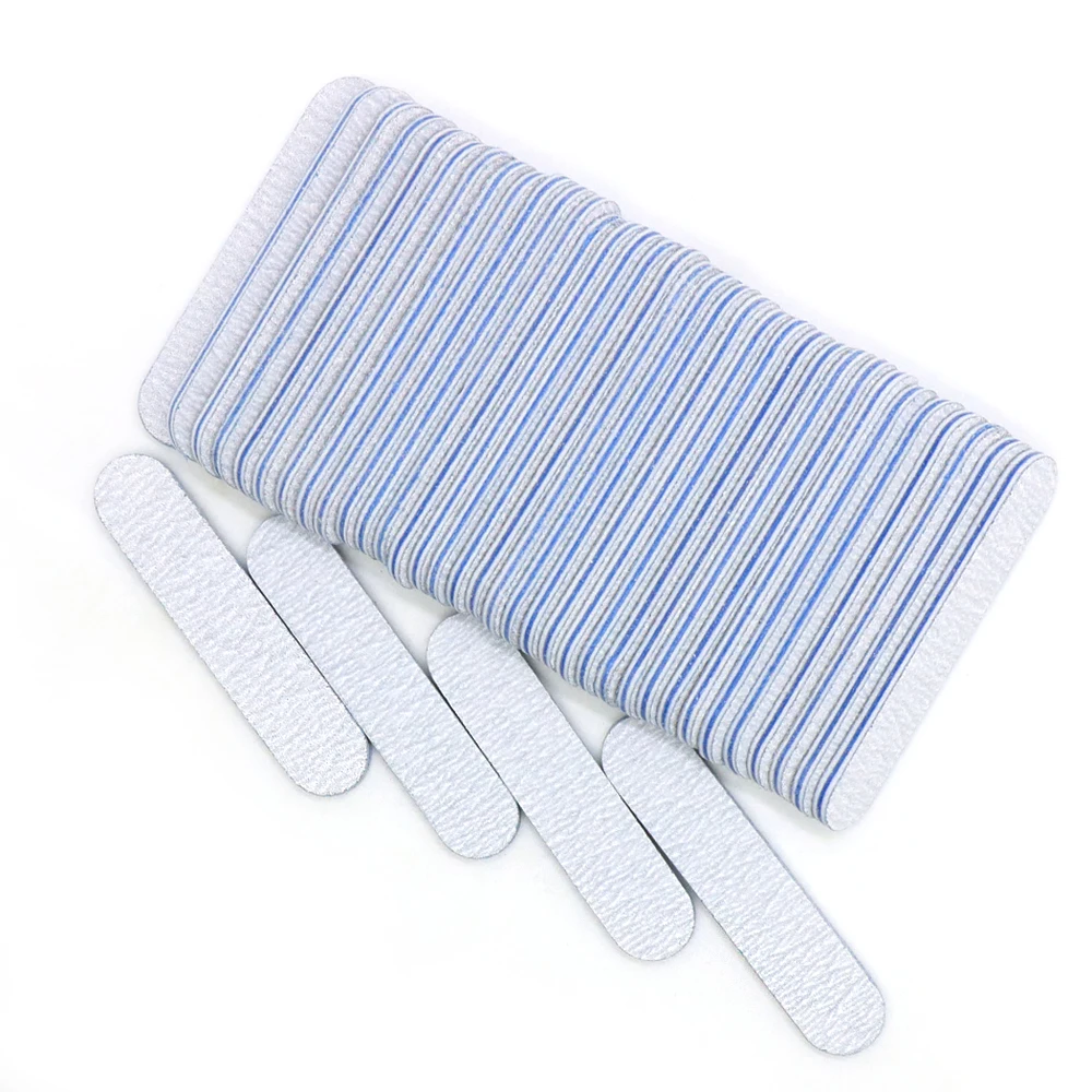 10/50 قطعة/الوحدة ملفات الأظافر الصغيرة مجموعة التشذيب الأظافر الأزرق إيفا الأساسية مزدوجة الوجهين الصنفرة الأظافر عازلة ملف 100 180 مسمار الملحقات