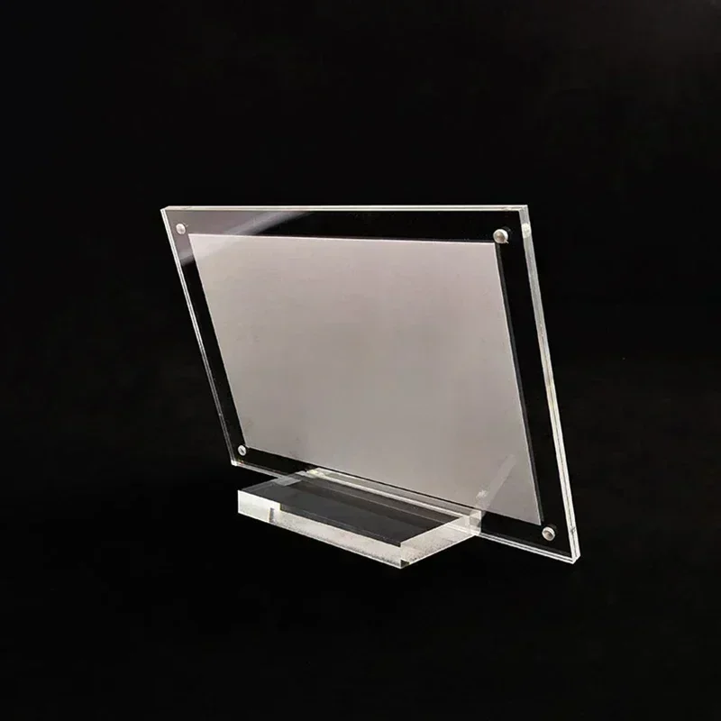 Acrylic Desktop Display Frame Table Card Sign Collection Photo Protection Holder Magnetic Album Postcard Souvenir Display Stand