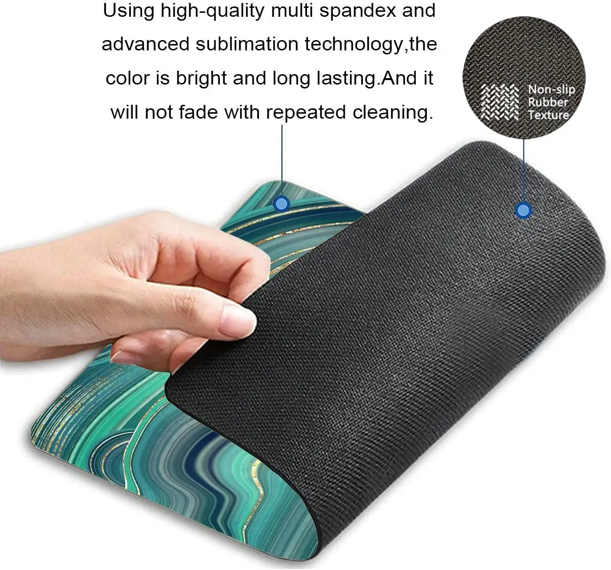 Mouse pad Rectangular mouse pad luxury green marble washable office laptop non slip rubber base mouse pads