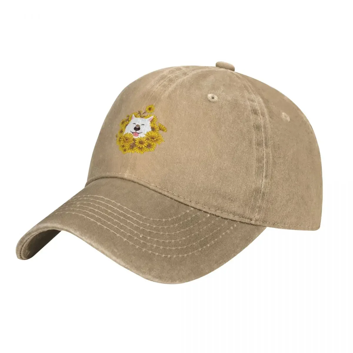 Biały Siberian Husky Dog and Sunflowers Cowboy Hat Sunscreen cute Ball Cap piankowe czapki imprezowe Męskie kapelusze damskie