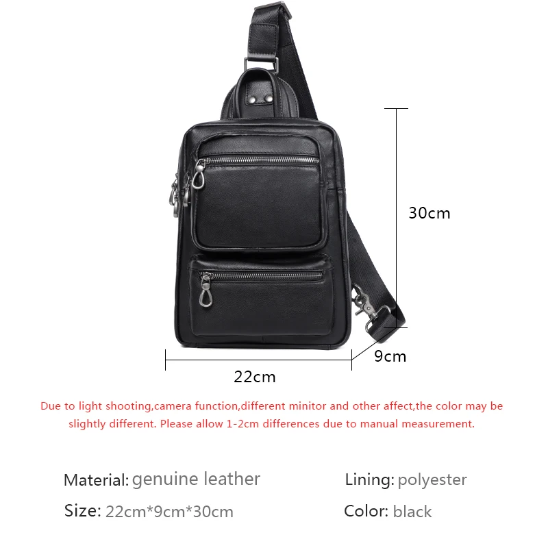 New Design Men Leather Chest Bag Large Capacity Shoulder Bags Men Bag First Layer Cowhide Leather Bagpack Crossbody Bags