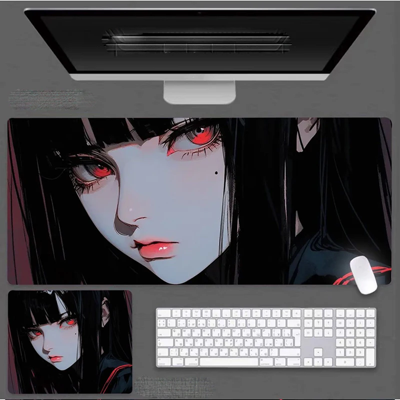 

New Advanced Cold Ruthless Anime Girl Mouse Pad Glass Without Locking Edges Mouse Pad Computer Mouse Mat Laptop Deskmat HD