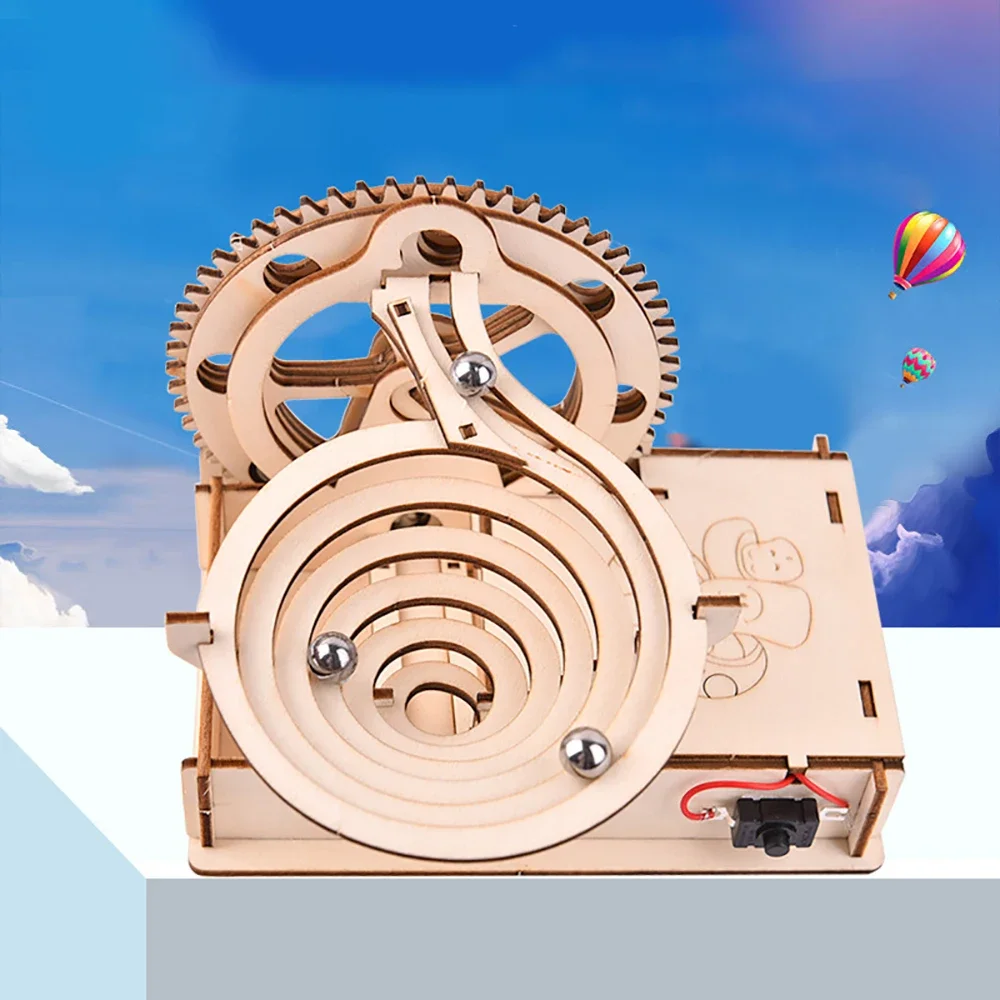 Creative Marble Race Run 3D Wooden Puzzle Mechanical Kit Stem Science Physics Toy Maze Ball Assembly Model Building For Kids