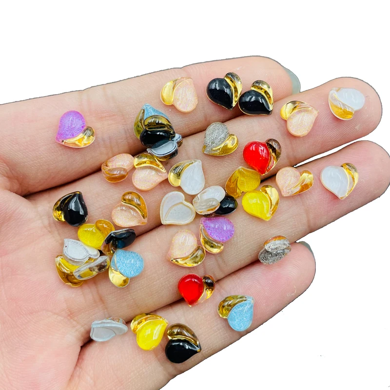 50 Pcs New Mini Kawaii Cartoon Cardioid Resin Scrapbook Rhinestones 3D For DIY Manicure Hairpin Accessories Decorations