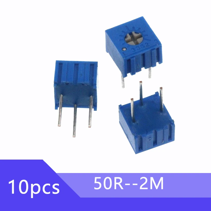10pcs 3362p Series Resistance 101 102 103 104 105 201 202 203 204 205 502 503 504 Trimpo Trimmer Potentiometer100r 200r 3362