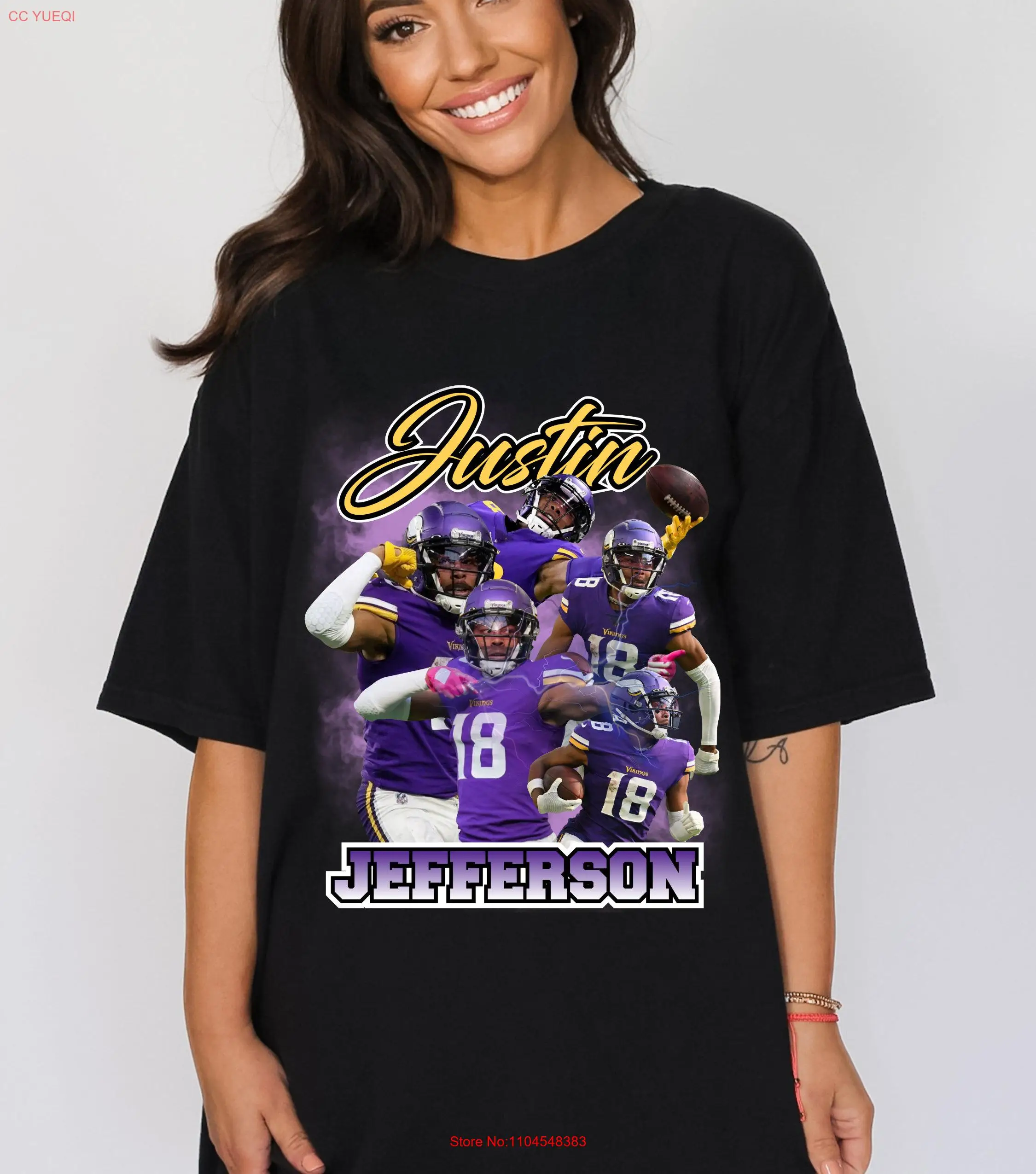 Justin Jefferson Vintage Retro Style Bootleg T Shirt  long or short sleeves