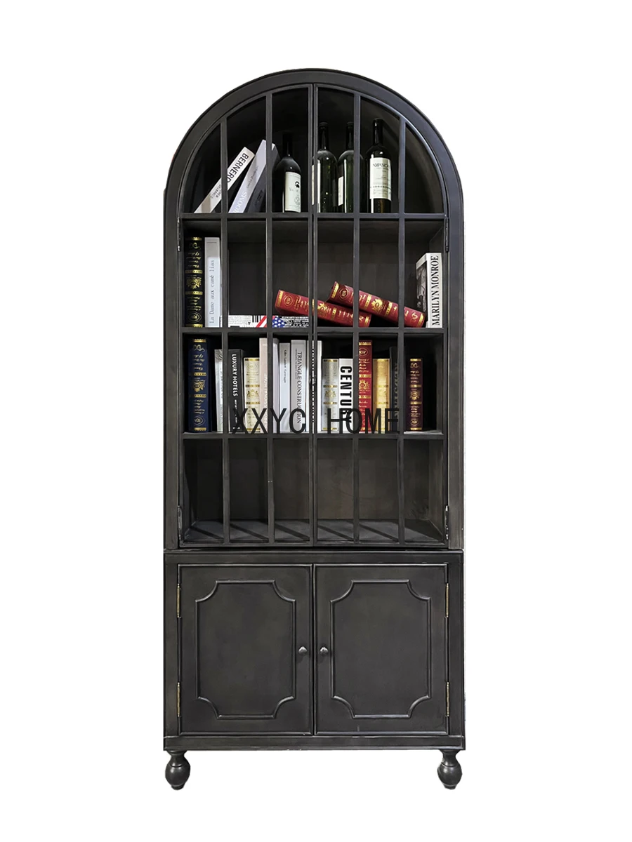 

Retro Bookcase Display Cabinet American Arch Storage Bookcase Wine Cabinet Antique Storage Showcase living room furniture