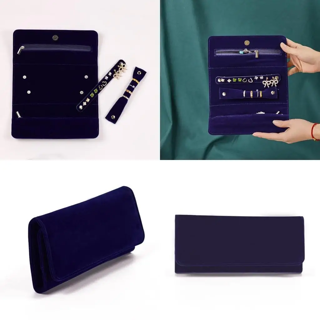 

J78F Women Portable Travel Jewelry Storage Roll Bag for Case for Necklaces Rings