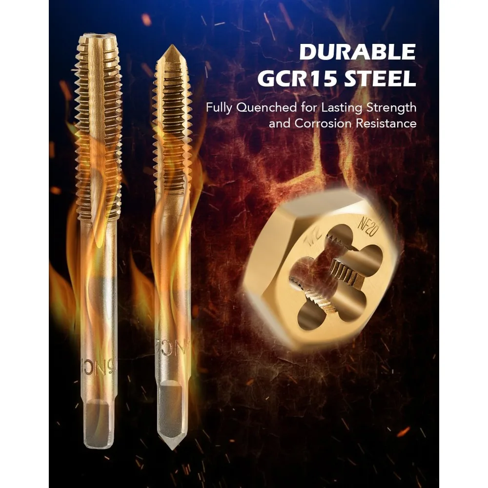 مجموعة أوريون موتور تك 86 قطعة من الحنفية والقالب في SAE والمترية، مجموعة صنبور فولاذي مطلي بالتيتانيوم ومجموعة أدوات يموت لميكانيكا مالك المنازل