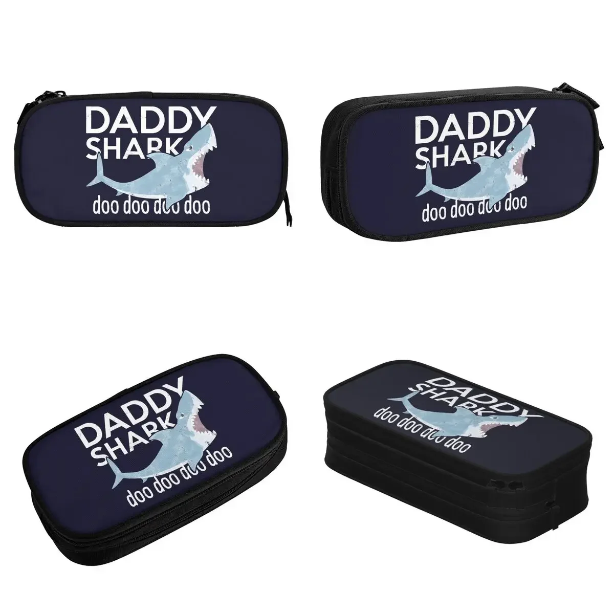 Vintage Daddy Shark Doo Doo Etui Happy Father Day Cadeaus Pennenhouder Tas Student Grote Schoolbenodigdheden Cosmetisch Potloodzakje