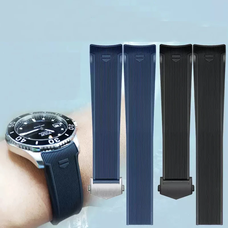 

Breathable Comfortable Rubber Solid Stainless Steel Buckle Watch Strap for Tag Heuer Racing 300 F1 43/41mm Series 22mm Watchband