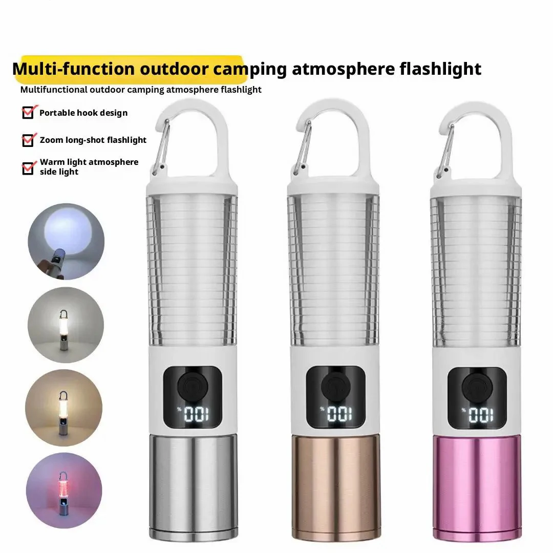 F5 Aluminum Alloy Multifunctional Telescopic Zoom Flashlight Lighting with Fluorescent Strip Outdoor Sports Camping Emergency