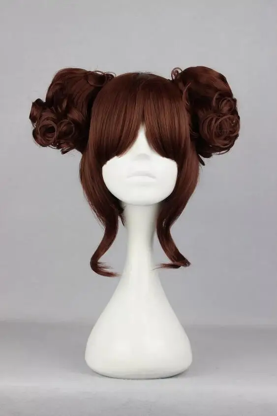 Peluca de fiesta de Cosplay, pelo sintético completo, 35cm/13,8 ", Lolita, Marrón lindo