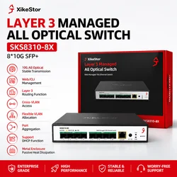 XikeStor SKS8310-8X 8-Port 10G SFP+ L3 Managed Switch, Full-Fiber Network, VLAN, Link Aggregation, Routing Support, DHCP Support