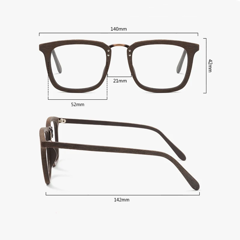 CHFEKUMEET Square Comfortable Eyeglasses Wood Fashion Male Retro Optical Prescription Glasses Frame Men Reading Myopia Frames