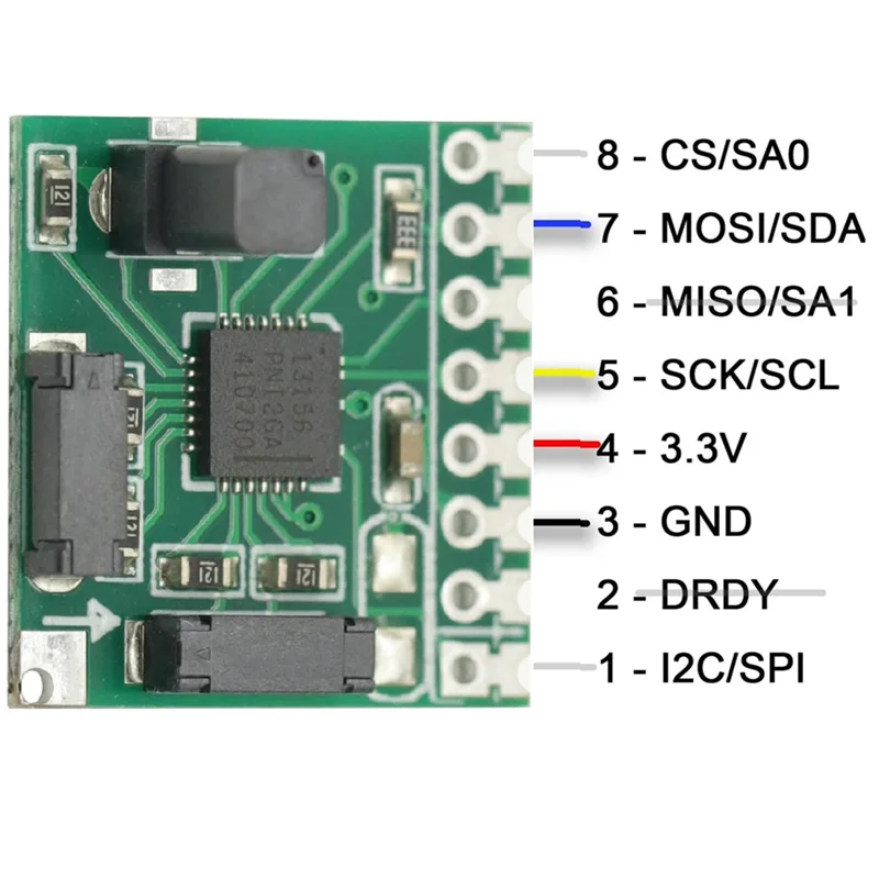 

ABMH-3X RM3100 Module Three-Axis Electronic Magnetic Field Sensor SPI I2C Dual Interface Geometric Magnetic Sensor Module