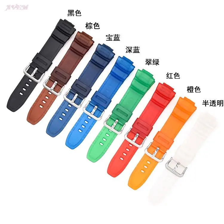 Watch Band for Casio MCW-100H/110H/W-S220/HDD-S100  WV-200/AE-2000/2100 Resin Strap 16mm Watch Accessories Silicone Strap