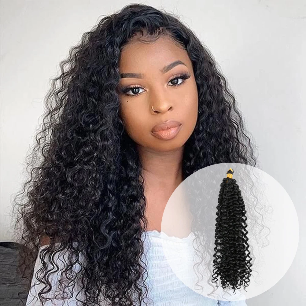 Dairess Water Wave Bulk Curly Crochet Hair Extensions Afro Kinky Curly Water Wave Ombre Braiding Hair for Women Daily Patry