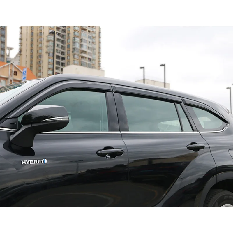 Suitable for Toyota 2022-2024 Highlander Black Rain and Shine Eyebrow Rain Shield 6-piece Window visor