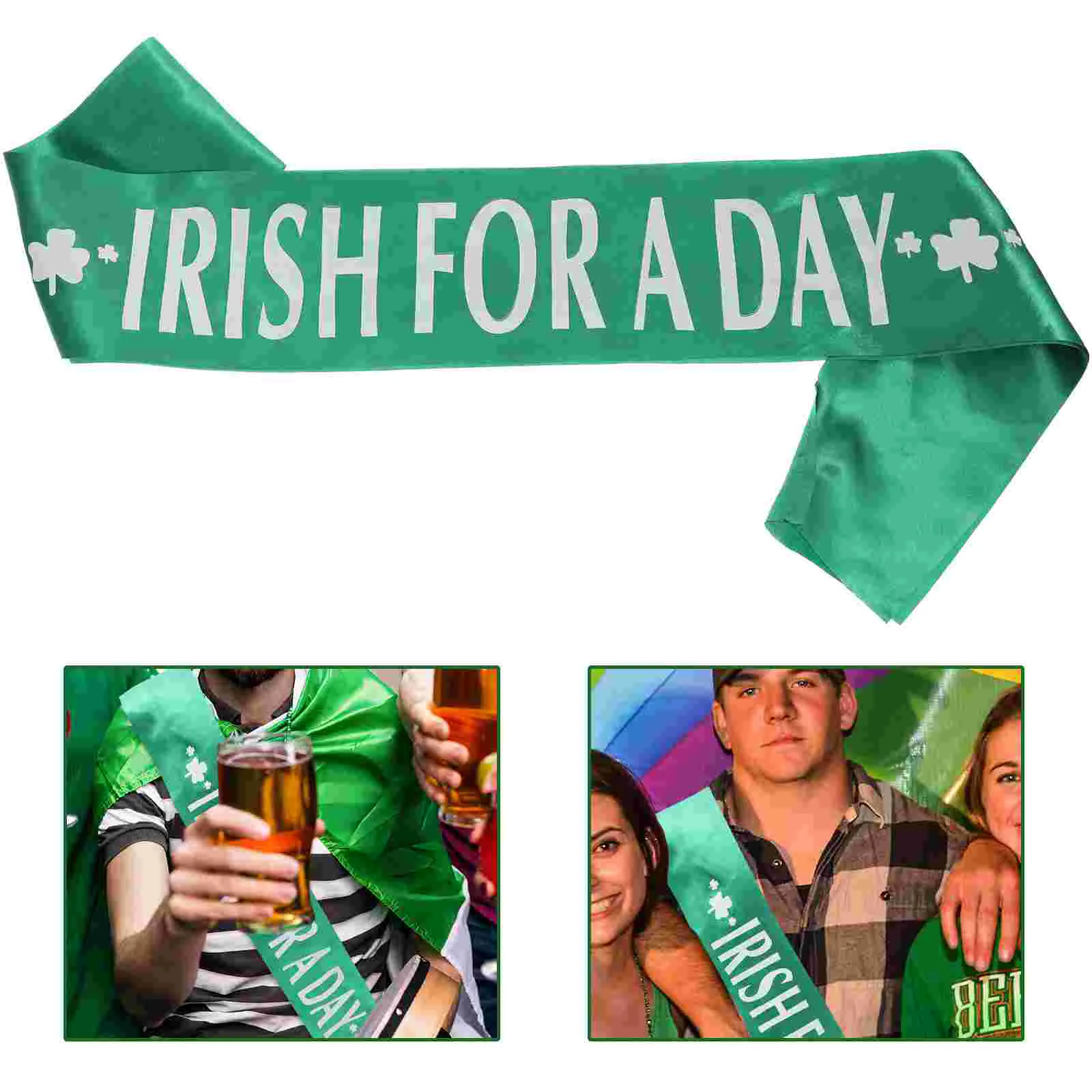 6Pcs Fashion Ireland St Patricks Day FOR A DAY Letters Printed Sash Fancy Dress Accessory Stain Sash