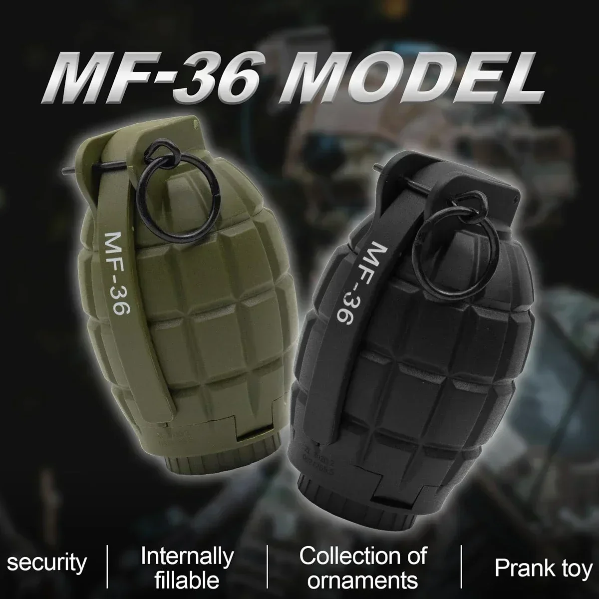 W2PCS MF-36 Hand Grenades Plastic Toy Dummy Grenade Model Tactcial Airsoft Paintball Role Play Prop