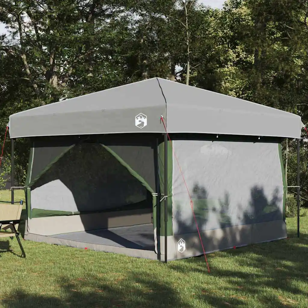 Innertelt 7-Personen-Zelt mit Dach, grün und grau, 300x300x250 cm, Familien-Outdoor-Campingzelt, tragbare Campingausrüstung, UV-Schutz-Vordach