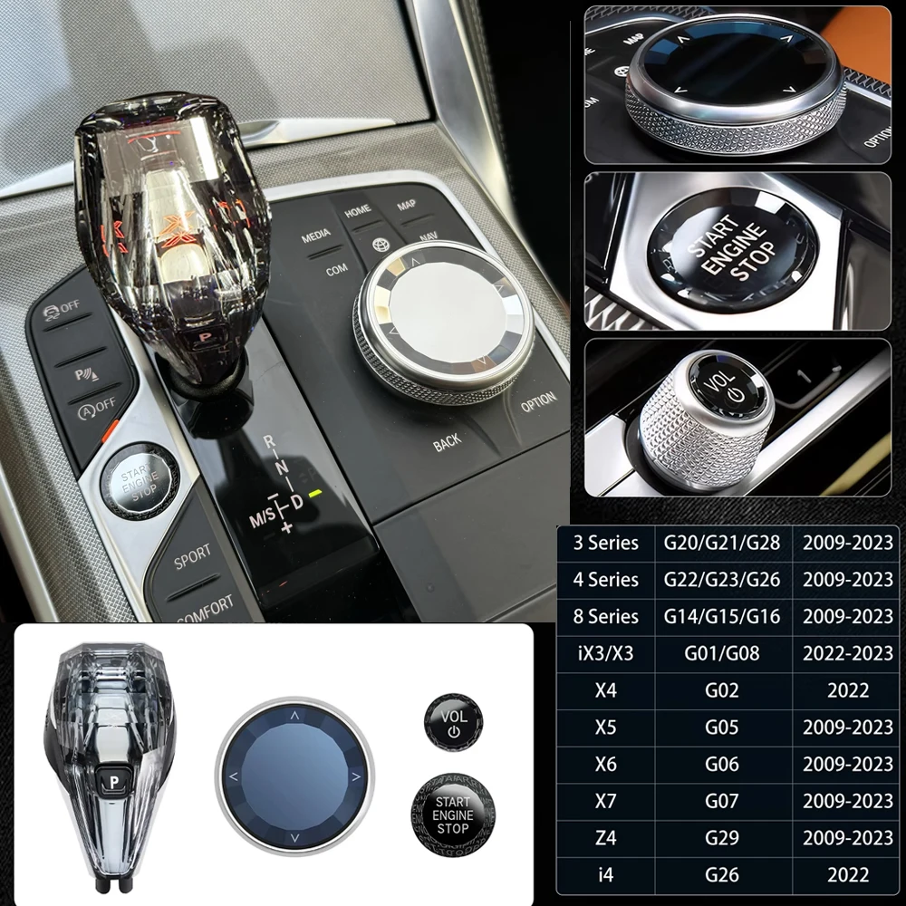 

Crystal Gear Shift Knob Set for BMW 3 Series G20 G21 iX3 G08 X3 G01 G02 G26 X6 G06 X7 G07 X5 G05 Upgrade Accessory