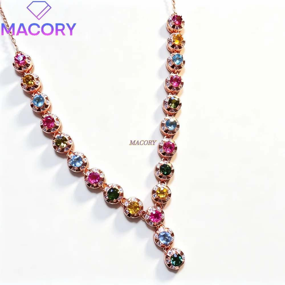 Natural Tourmaline Necklace S925 Sterling Silver color is pretty Lively Style Unique Birthday Gift Coming of age ceremony Choice