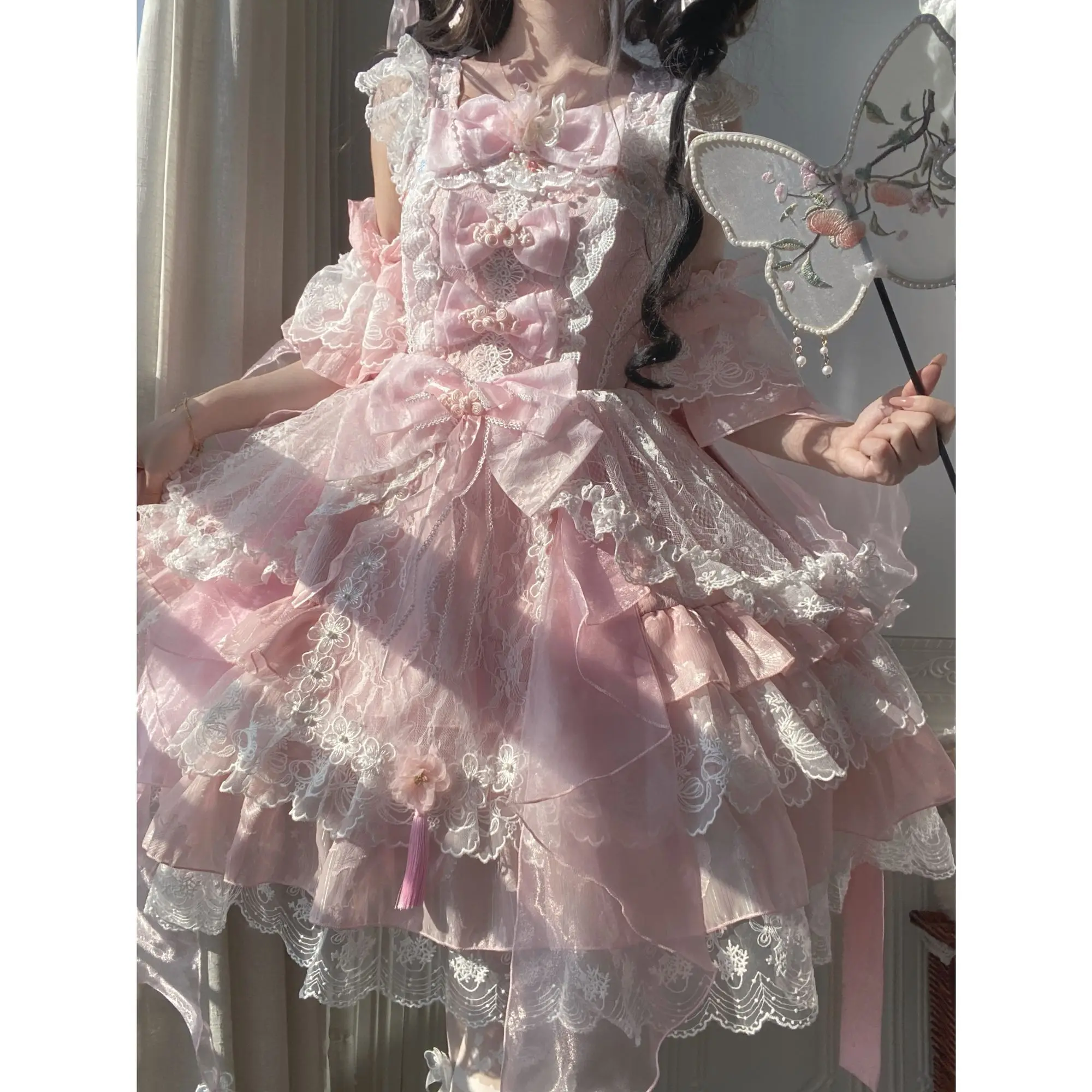 

Coalfell Spring Water Reflects Pear Blossoms~Original Design New Lolita Chinese Style JSK Strap Dress