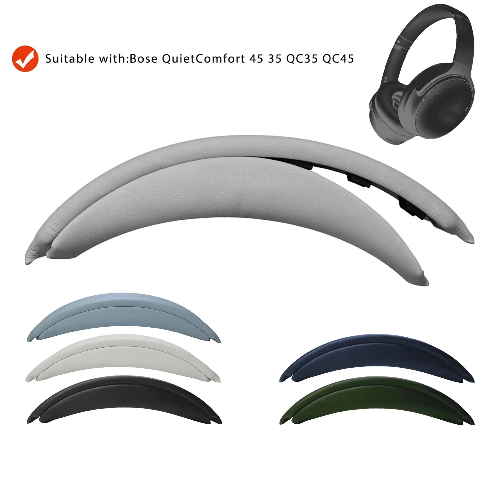 عصابة رأس قابلة للإزالة لسماعات Bose QC45 QC35 QC35II QC35 II شعاع الرأس تصميم جديد وسادة شعاع متقاطعة عصابة رأس