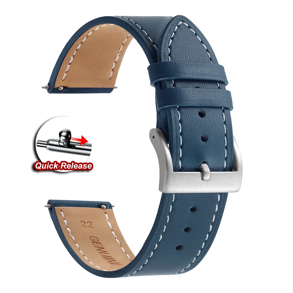 Schnellverschluss Vintage Leder-Uhrenarmband 18mm 20mm 22mm 24mm Genähtes Rindsleder-Armband für Omega Braunes Armband für Seiko