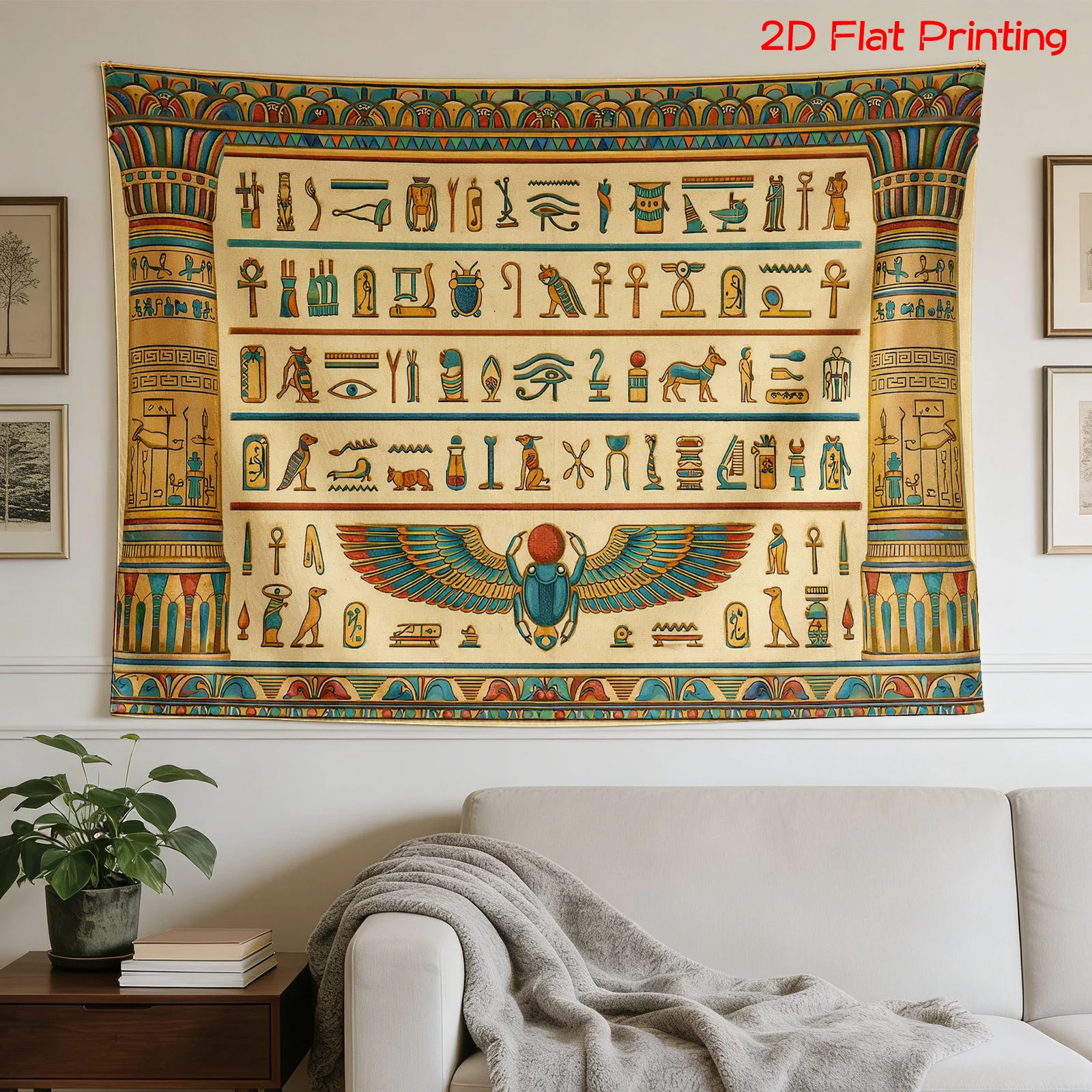 Ancient Egyptian Hieroglyphics Tapestry Wall Hanging Boho Pharaoh Art Decor Large 180x320cm Luxury Ethnic Print