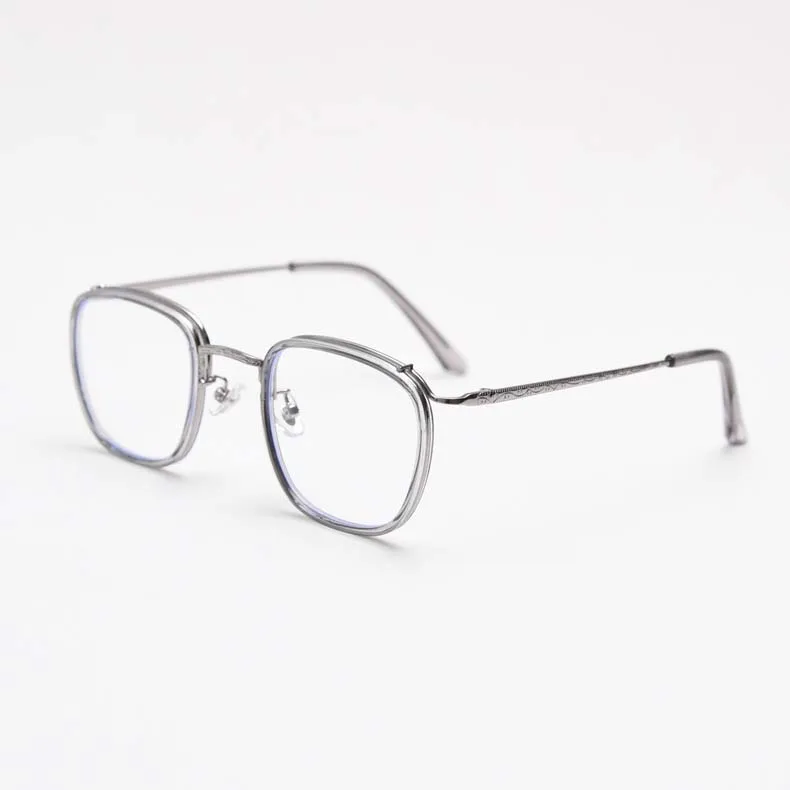 Retro-Brillengestelle für Herren, Vintage-Optik, Metallrahmen, Leopardenmuster, Kurzsichtigkeitsrahmen für Männer, klassische Brille, Herren-Lesebrille 55137