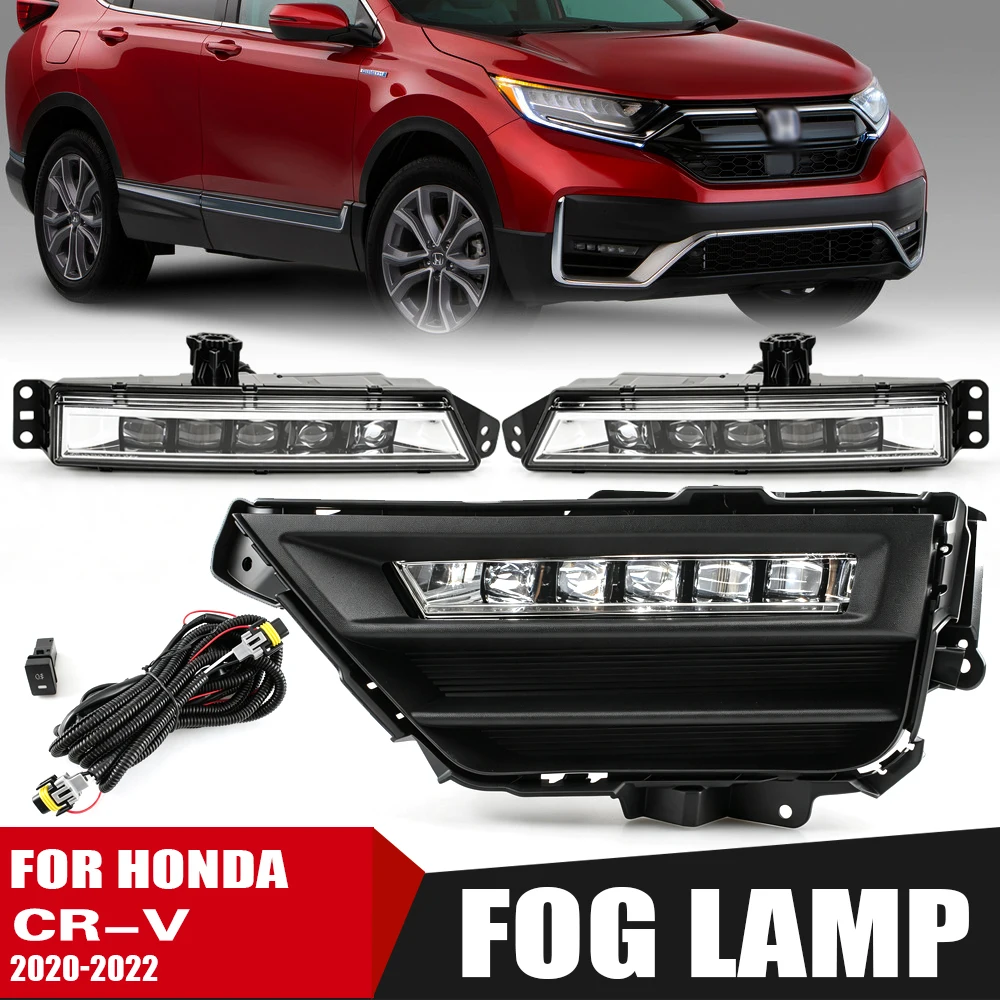 Front Bumper Fog Lamp Upgrade Kit FOR Honda CRV 2020 2021 2022 CR-V Version Additional Foglight Set Switch + Wirin