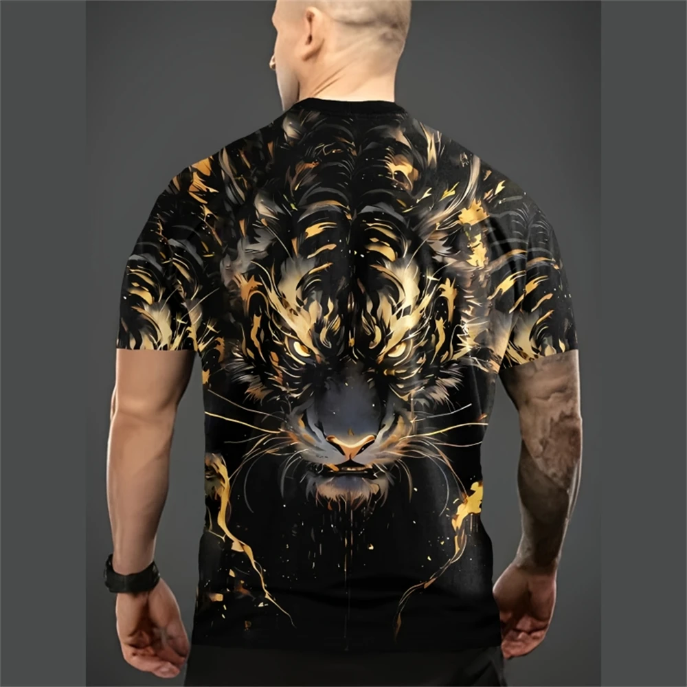 Animal Print Men's T-Shirt Metal Animal 3d Print Short Sleeved Tees Summer Fashion Retro Street Clothing Oversized T-Shirt Men's