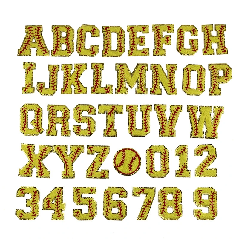 Baseball Pattern Chenille Embroidered Alphabet Numbers Letter Patches For DIY Clothing Jacket Iron On Accessories Applique