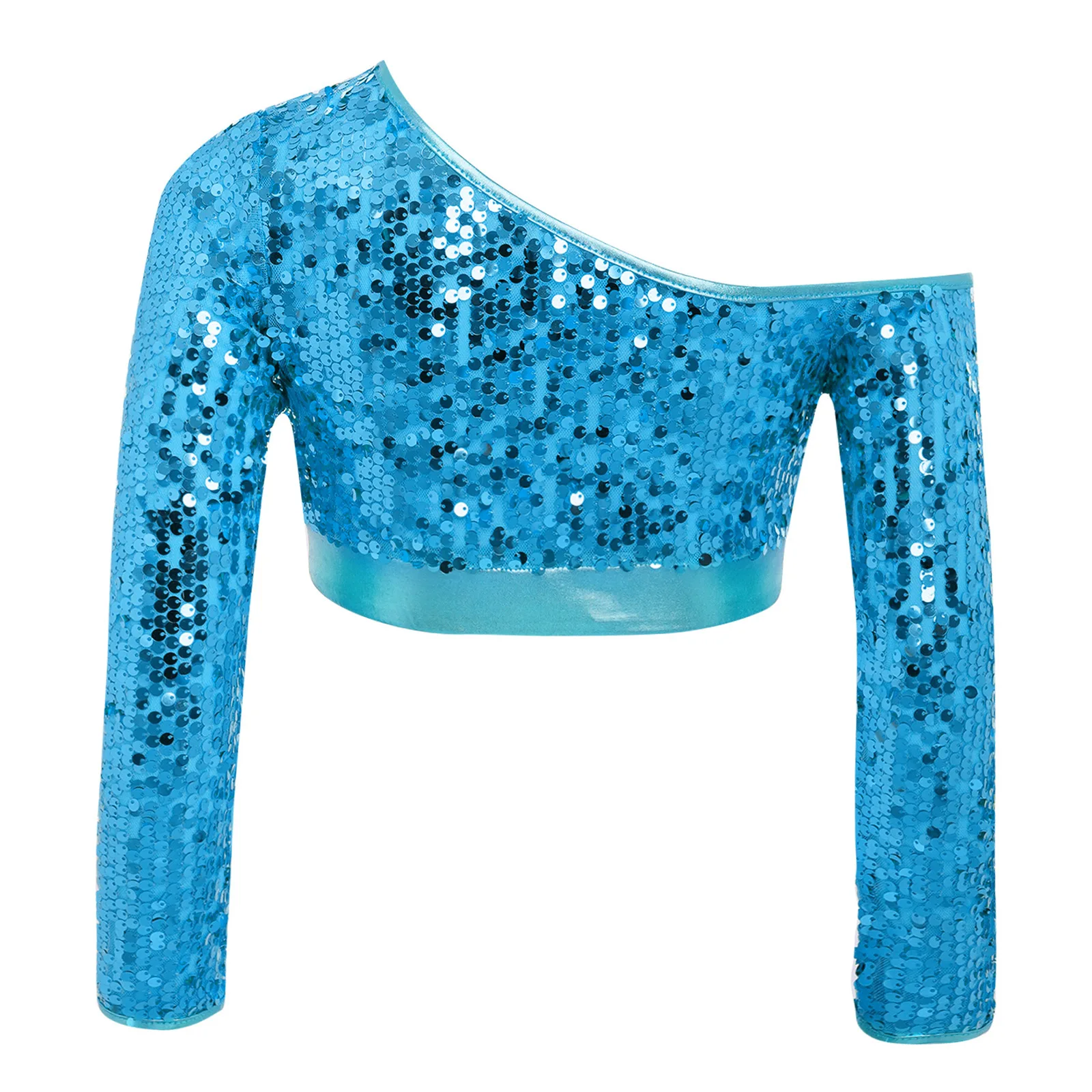 Children's Sequins T-shirts Kids Girls Street Dance Disco Tops Fashion Shiny Crop Top Hip Hop Party Jazz Dance Costume Tshirt