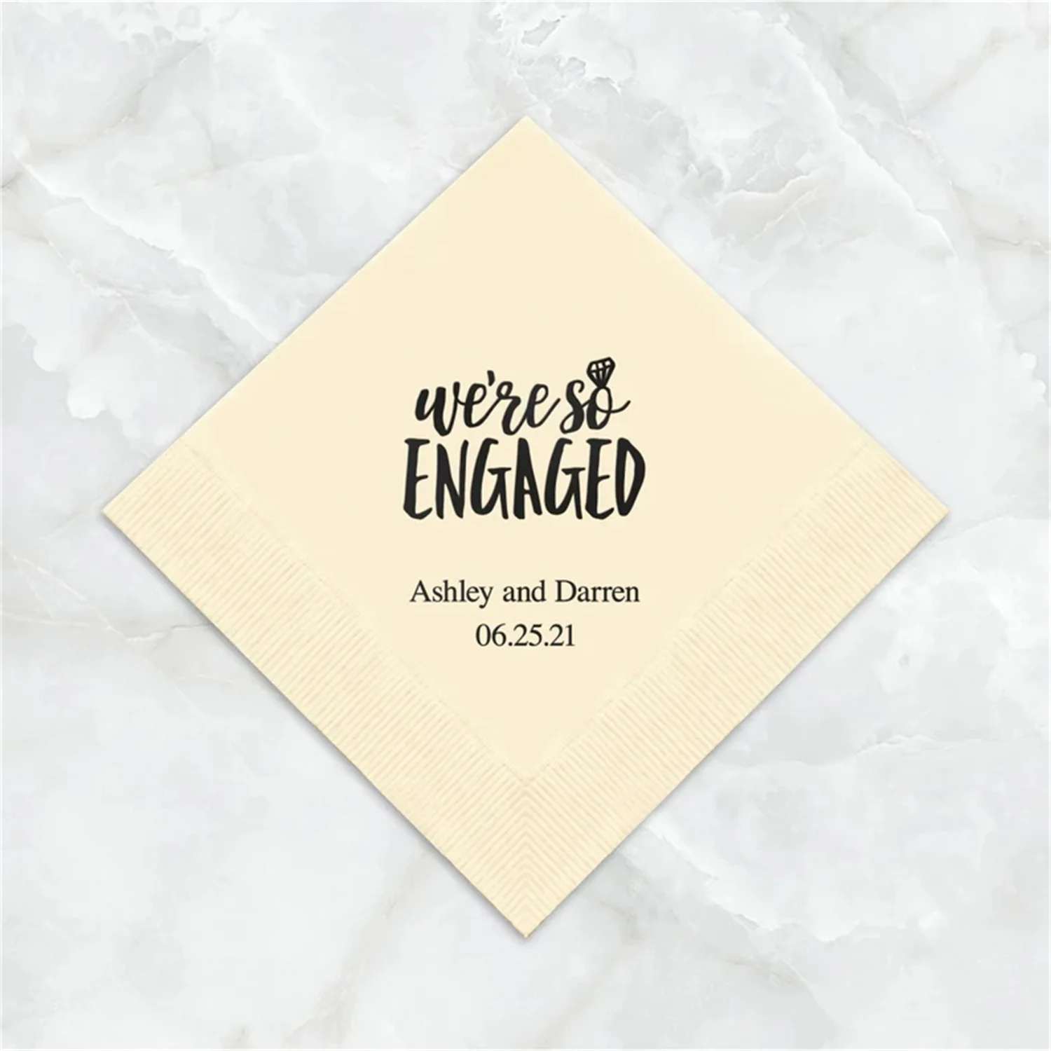 50pcs We're So Engaged Personalized Napkins - Custom Engagement Party Napkins - Engagement Announcement - Set of 50 Cocktail or