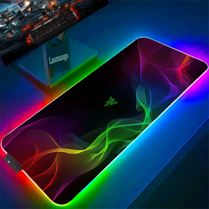 Luminous RGB Mouse Pad RAZER Gaming Accessories Keyboard Desk Mat Large Speed Backlight Mats Pc Gamer Cabinet Mousepad With Wire